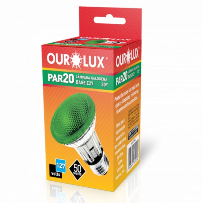 Lâmpada Halógena Par20 50w 127v 30º Verde – Ourolux