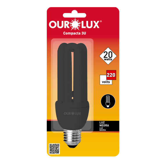 Lamp Eletr 3u 20w 220v Luz Negra Ourolux