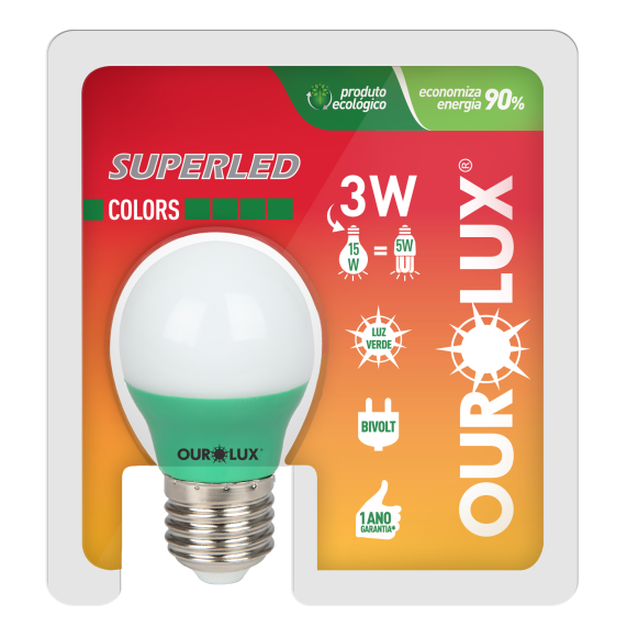 Lampada Superled Bolinha S30 Colors 3w Bivolt Verde – Ourolux