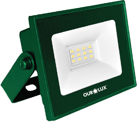 Refletor Led Slim 10w Biv Verde Ourolux